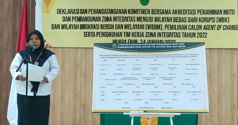 Sosialisasi Zona Integritas di Lingkungan Pengadilan Agama Muara Enim serta Deklarasi dan Penandatanganan Komitmen Bersama