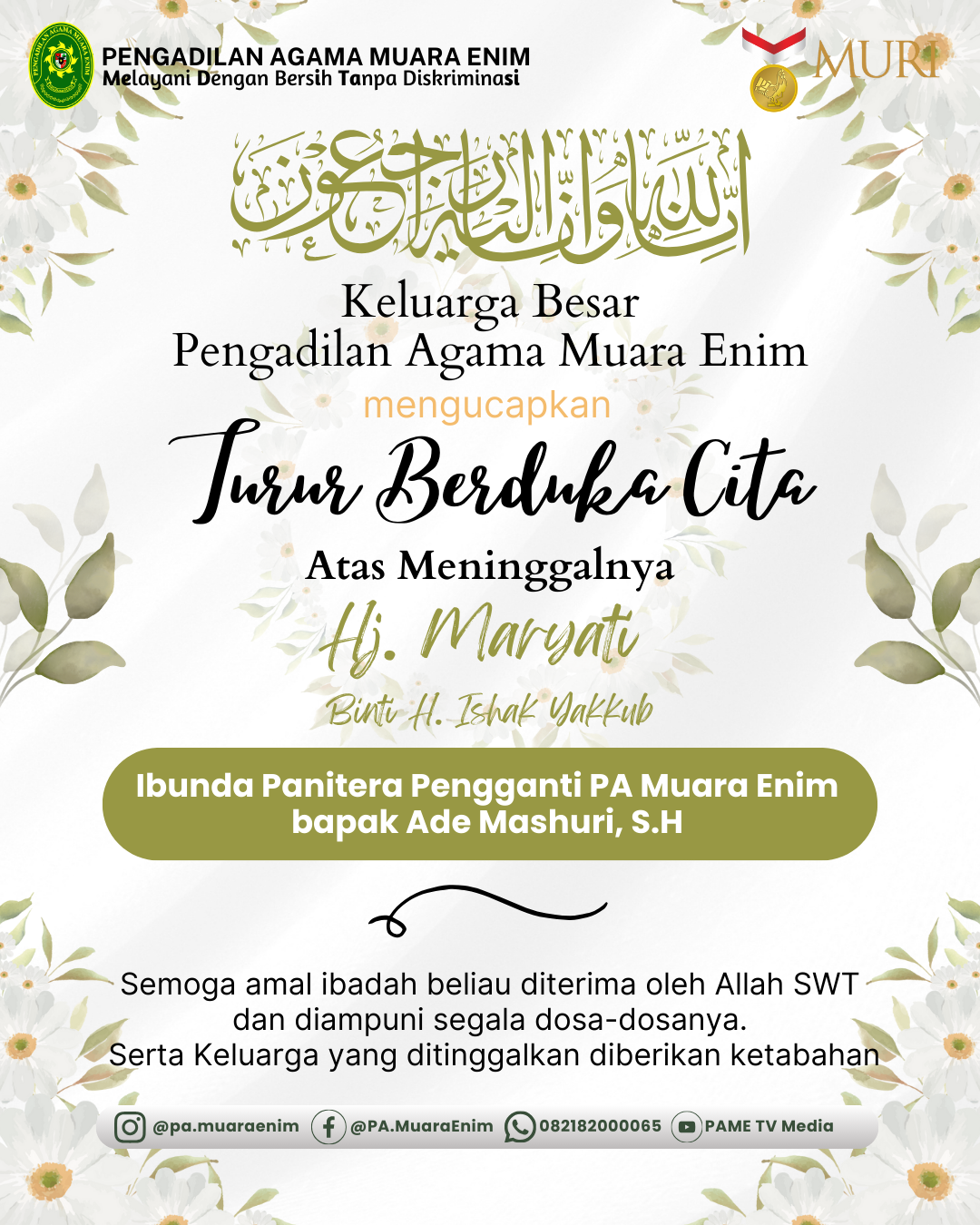 Turut Berduka Cita Atas Meninggalnya