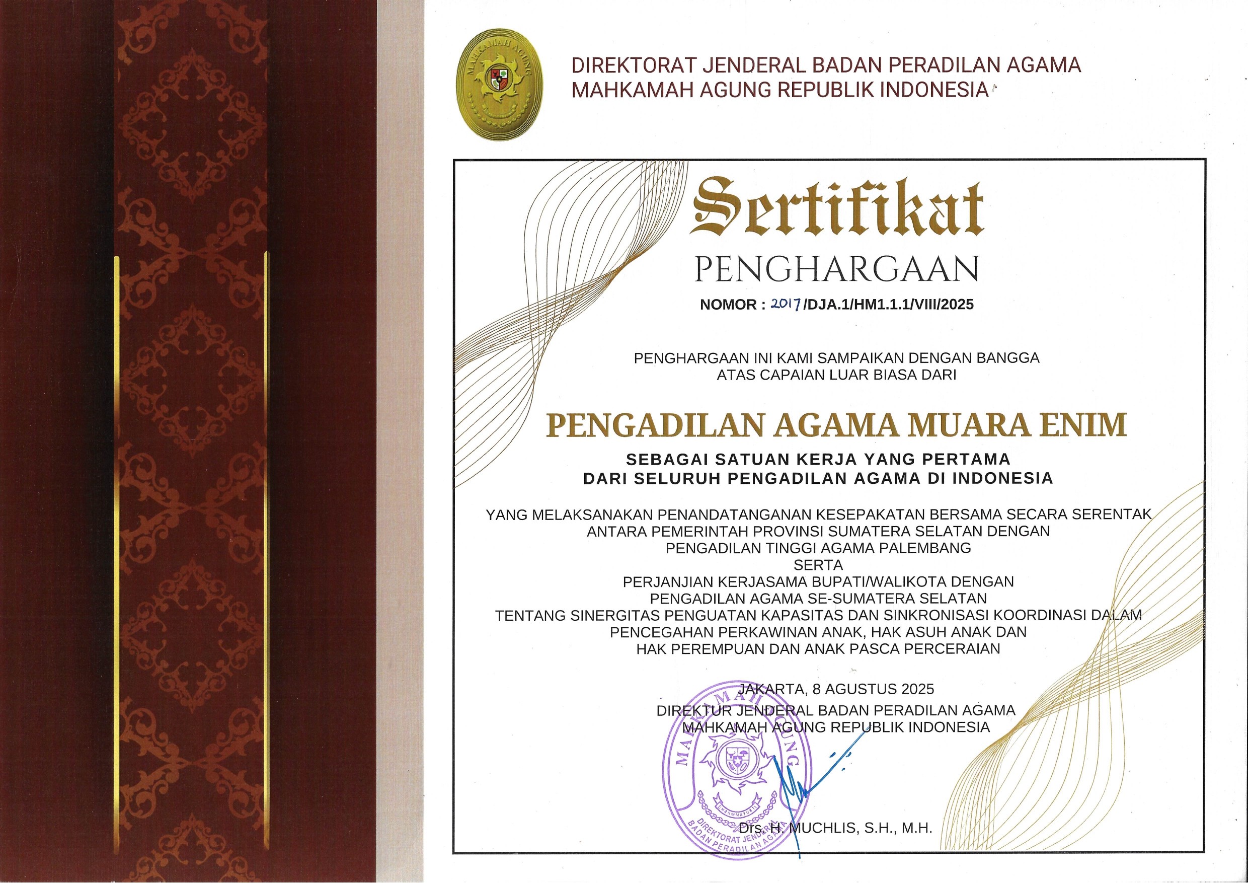 TW II SERTIKFIKAT SINERGITAS PTA PALEMBANG DAN SE SUMSEL